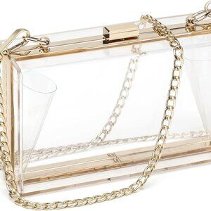 Women Cute Clear Purse Acrylic Box Clutch Handbag, Transparent Crossbody Evening